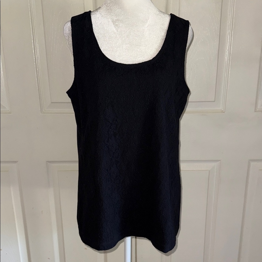 NWT Chico’s Lace Contemporary Knit Tank In Black